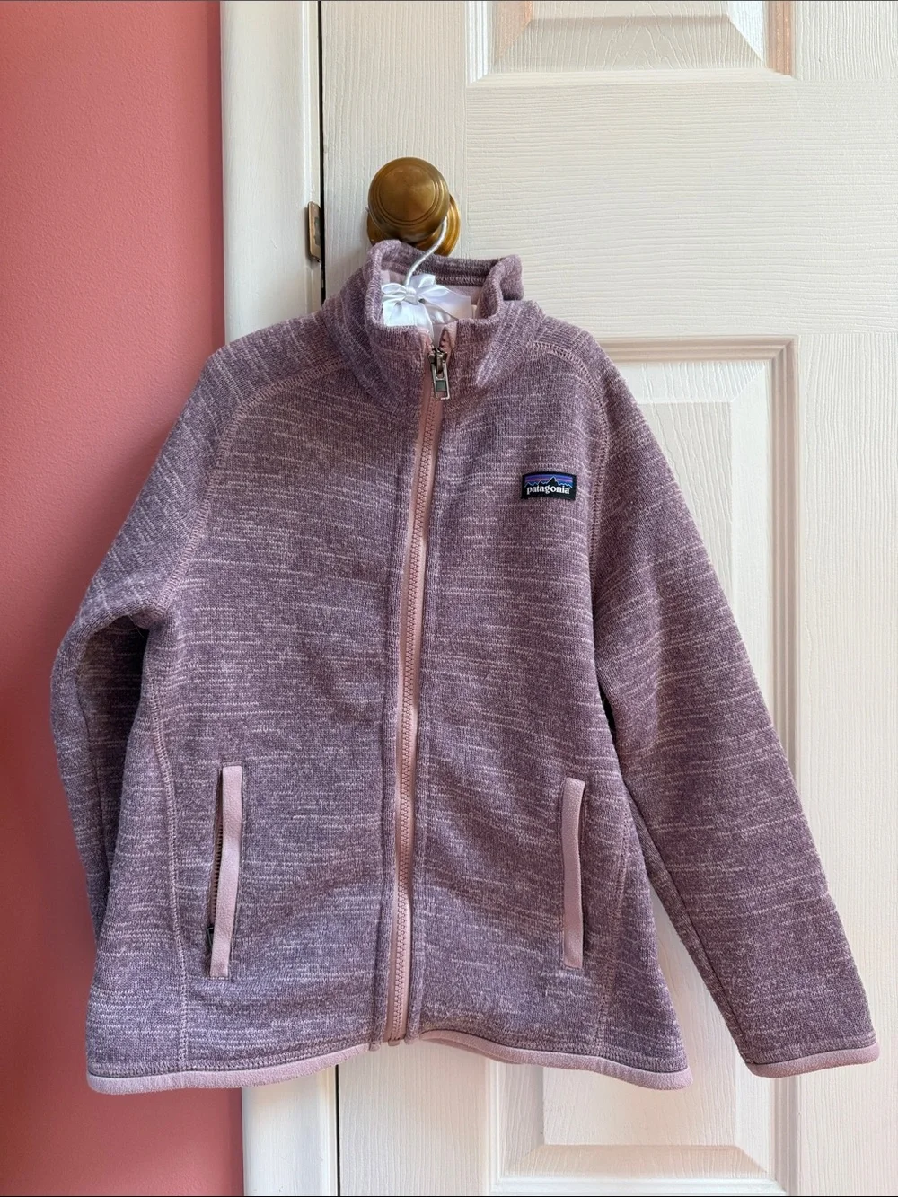 Patagonia Girls Heathered Lavendar Full-Zip Fleece Jacket